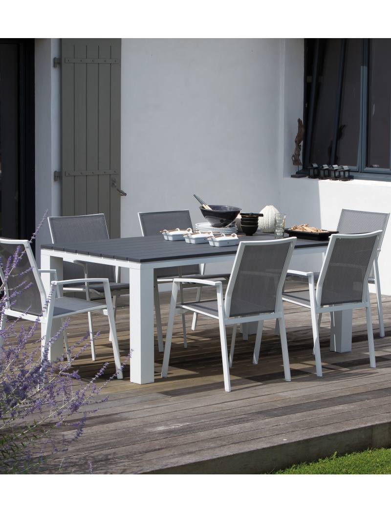 Proloisirs Table Elena 180 Blanc / Gris